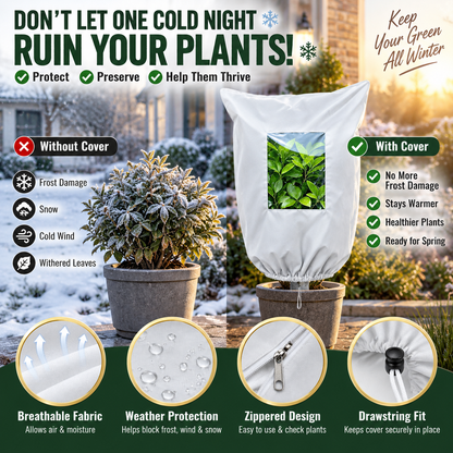 ⏳ Tijdelijke aanbieding ⏰ ESSENTIEEL VOOR DE WINTERTUIN | Vorstbeschermhoes voor planten – Ademend, herbruikbaar beschermhoes voor struiken, potplanten & jonge bomen