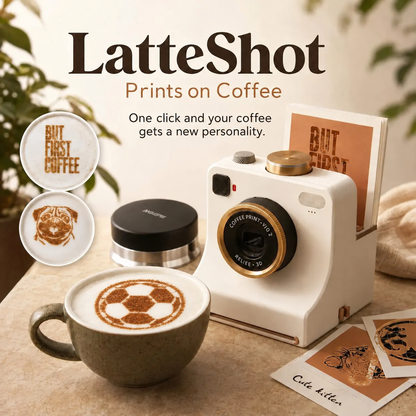 🎃Halloween-Aanbieding 50% korting!🔥Retro Koffiekunst Camera – Mechanische Latte Sjabloonprinter