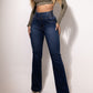 Stretch jeans met hoge taille en uitlopende pijpen