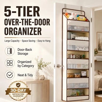 🚪✨ 50% UIT! Stop met het stapelen van troep in hoekjes! Deze 5-laags hangende organizer hangt achter elke deur of in elke kast, en ineens heb je een extra kast waar je niet eens voor hoeft te verbouwen!