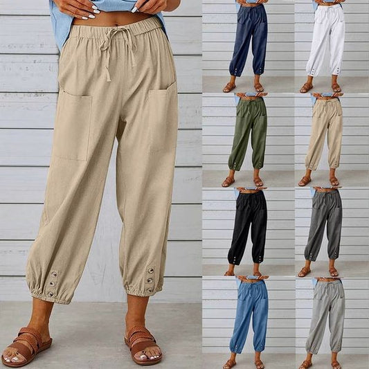 2025 Nieuwe Vrouwen Zomer Katoen Linnen Broek Negen Minuten Broek