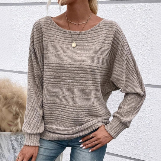 💜 LAATSTE DAG PROMOTIE - 49% KORTING 💜Effen gestreepte top met ronde hals en lange mouwen