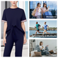 Set van gestreept T-shirt en wijde joggingbroek voor dames