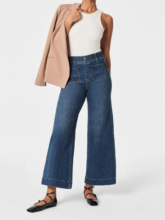 Tummy Control Cropped Wide-Leg Jeans(Free shipping worldwide)