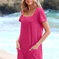 💕Last Day Promotion 50% UIT👗Casual Square Neck Pocket Short Sleeve Dress with Pockets voor dames