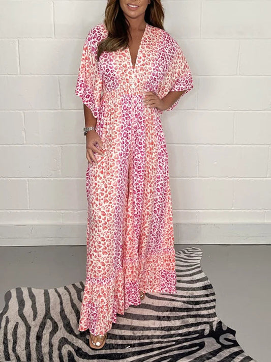 NIEUWE STIJL V-hals Jurk met luipaardprint 💝