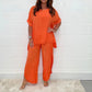 50% Korting🔥Fashion Casual Losse Plus Maat 2-Delige Set - Korte Mouw + Broek Met Wijde Pijpen