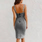 💥Uitverkoop 49% korting🌤️Verstelbare bandjes U-hals split denim bodycon cami-jurk