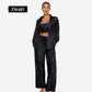 💕2025 HOT SALE💐Paillettenblazer en wijde broek voor dames (set van 3 stuks)