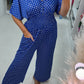 💙Zomeruitverkoop - 8€ korting! 💙Gestippelde Print Elastische Taille Jumpsuit