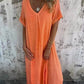 🔥Laatste dag promotie 50% korting💕Vrouwen Loose V-hals Katoenen Linnen Jurk