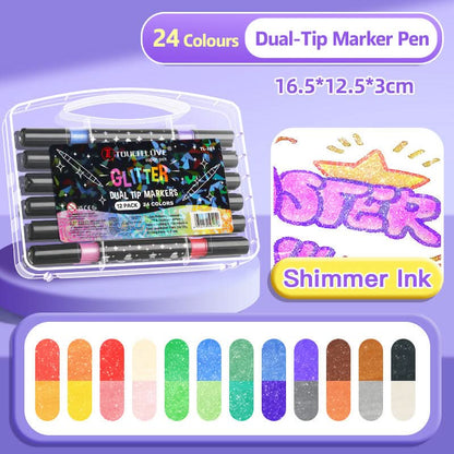 🔥Hot Sale 50% KORTING🎁Dual-Tip Glitter Marker Pen