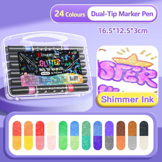 🔥Hot Sale 50% KORTING🎁Dual-Tip Glitter Marker Pen