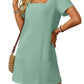 💕Last Day Promotion 50% UIT👗Casual Square Neck Pocket Short Sleeve Dress with Pockets voor dames