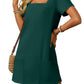 💕Last Day Promotion 50% UIT👗Casual Square Neck Pocket Short Sleeve Dress with Pockets voor dames