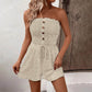 🎉Laatste dag promotie 50% KORTING💃Dames strapless romper met ruche rand, smokwerk en strik aan de voorkant, wijde pijpen