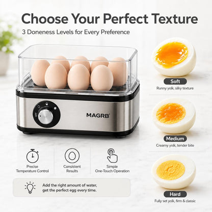 🥚⚡ Multifunctionele Eierkoker voor 8 Eieren – Met Kooksignaal, Pocheerbakje & Omeletvorm