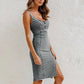 💥Uitverkoop 49% korting🌤️Verstelbare bandjes U-hals split denim bodycon cami-jurk