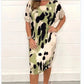 Losse, casual jurk met luipaardprint met ronde hals