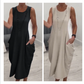 👗Eenvoudige mouwloze jurk met zakken