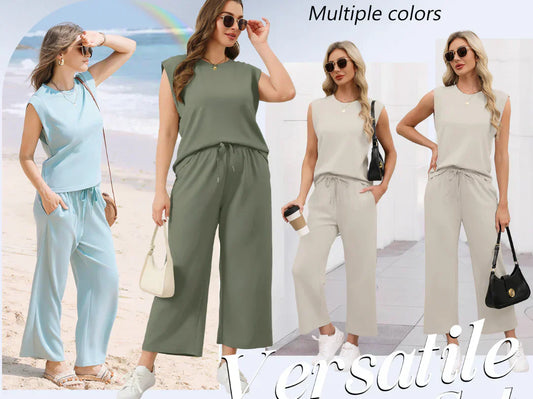 🌺Nieuwe artikelen 2025 - 50% KORTING🌺Nieuwe dames casual top met kapmouwen, wijde pijpen, cropped broek, tweedelige sets