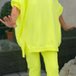 🏖️Hot Sale 50% korting💕 Ronde hals Split Fluorescerende kleur Casual pak voor vrouwen