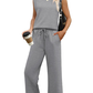 💕Hot Sale 60% UIT 🔥 Nieuwe Set 2-Delige Mouwloze Top & Broek met Wijde Benen voor Vrouwen