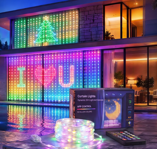 💥🌈 50% KORTING! Van gewone lichtjes naar een spectaculaire lichtshow! Teken patronen, voeg tekst of foto's toe en laat de kleuren dansen op de muziek – waterdicht & USB-gevoed!
