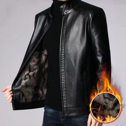 🔥50% KORTING — Heren leren jas met pluche voering | Warm cadeau voor hem