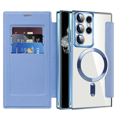 Nieuw leren flip-telefoonhoesje met textuur voor Samsung
