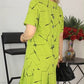 💃Dames Trendy Print Losse Fit Korte Mouw Geplooide Jurk