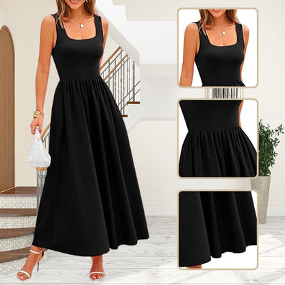 🔥Discount promotie🔥Slimme taille effen jurk, laat je elegante temperament zien