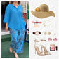 Dames casual bedrukte blouse met lange mouwen en wijde broek 2-delige set