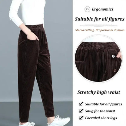 Warme corduroy damesbroek met hoge taille - Koop 2 gratis verzending
