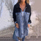 🎁Nieuw product 49% korting 💖Een lang dameshemdjack van denim met sherpavoering(Gratis verzending)