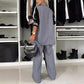 🔥Limited time big discount🔥Women’s Casual Patchwork Double-breasted Notched Lapel Blazer and Wide-leg Pants Set