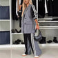 🔥Limited time big discount🔥Women’s Casual Patchwork Double-breasted Notched Lapel Blazer and Wide-leg Pants Set