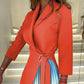 💕2025 Hot Sale💕ombre Revel Neck Band Taill Ploeged Blazer Jurk