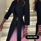 💕2025 Hot Sale💕ombre Revel Neck Band Taill Ploeged Blazer Jurk