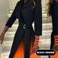 💕2025 Hot Sale💕ombre Revel Neck Band Taill Ploeged Blazer Jurk