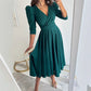 👗Midi-jurk met V-hals en geplooide taille voor dames