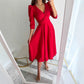 👗Midi-jurk met V-hals en geplooide taille voor dames