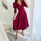 👗Midi-jurk met V-hals en geplooide taille voor dames