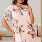 🌸Rode chiffonjurk met bloemblaadjes