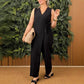 💖Beperkte uitverkoop 50% KORTING💖Effenkleurige casual V-hals jumpsuit voor dames met knoop