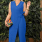 💖Beperkte uitverkoop 50% KORTING💖Effenkleurige casual V-hals jumpsuit voor dames met knoop
