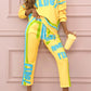 ✨Beperkte uitverkoop 49% KORTING✨Dames tweedelig set met kleurrijke print: sweatshirt en joggingbroek
