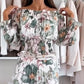 💗50% korting voor een beperkte tijd💗Set met bloemenpatroon: off-shoulder blouse & maxirok（Hoe meer je koopt, hoe hoger de korting）