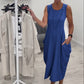 👗Eenvoudige mouwloze jurk met zakken