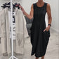 👗Eenvoudige mouwloze jurk met zakken
